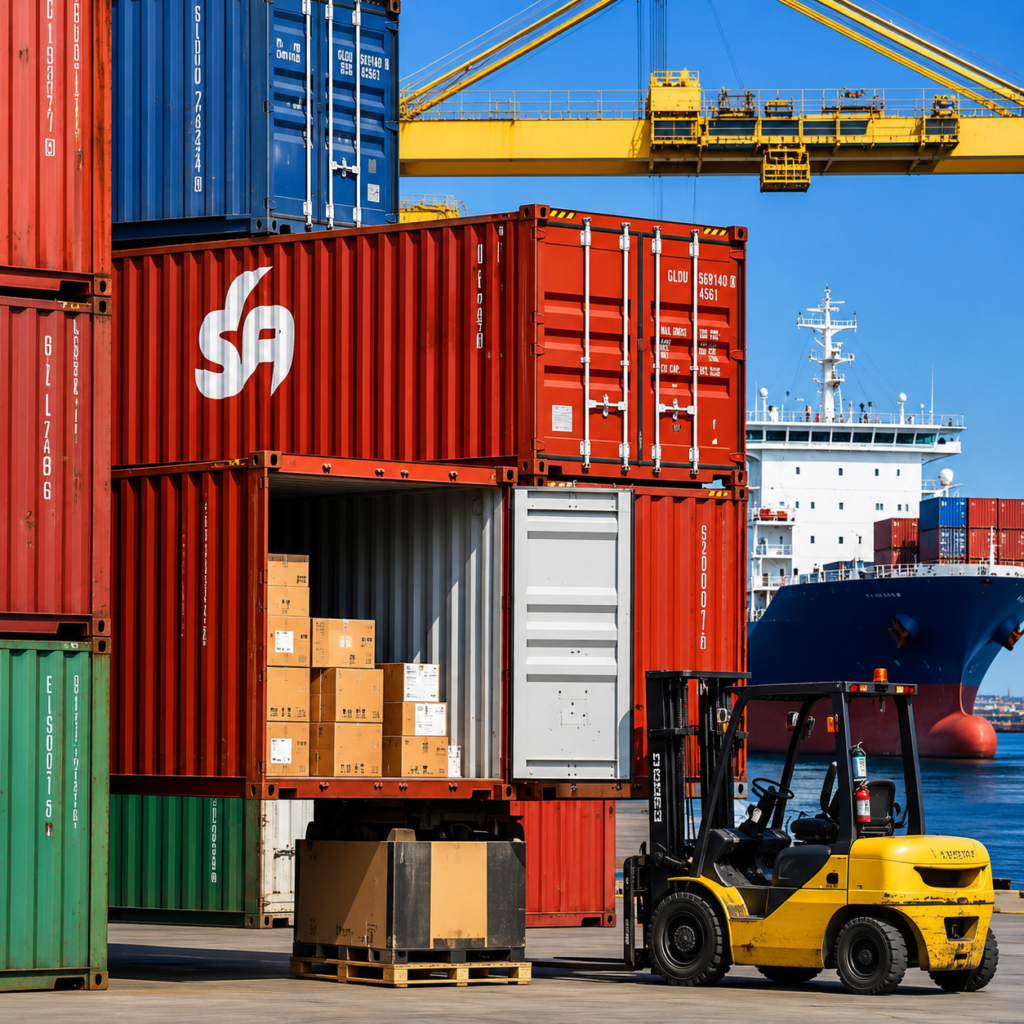 Heavy truck carrying freight